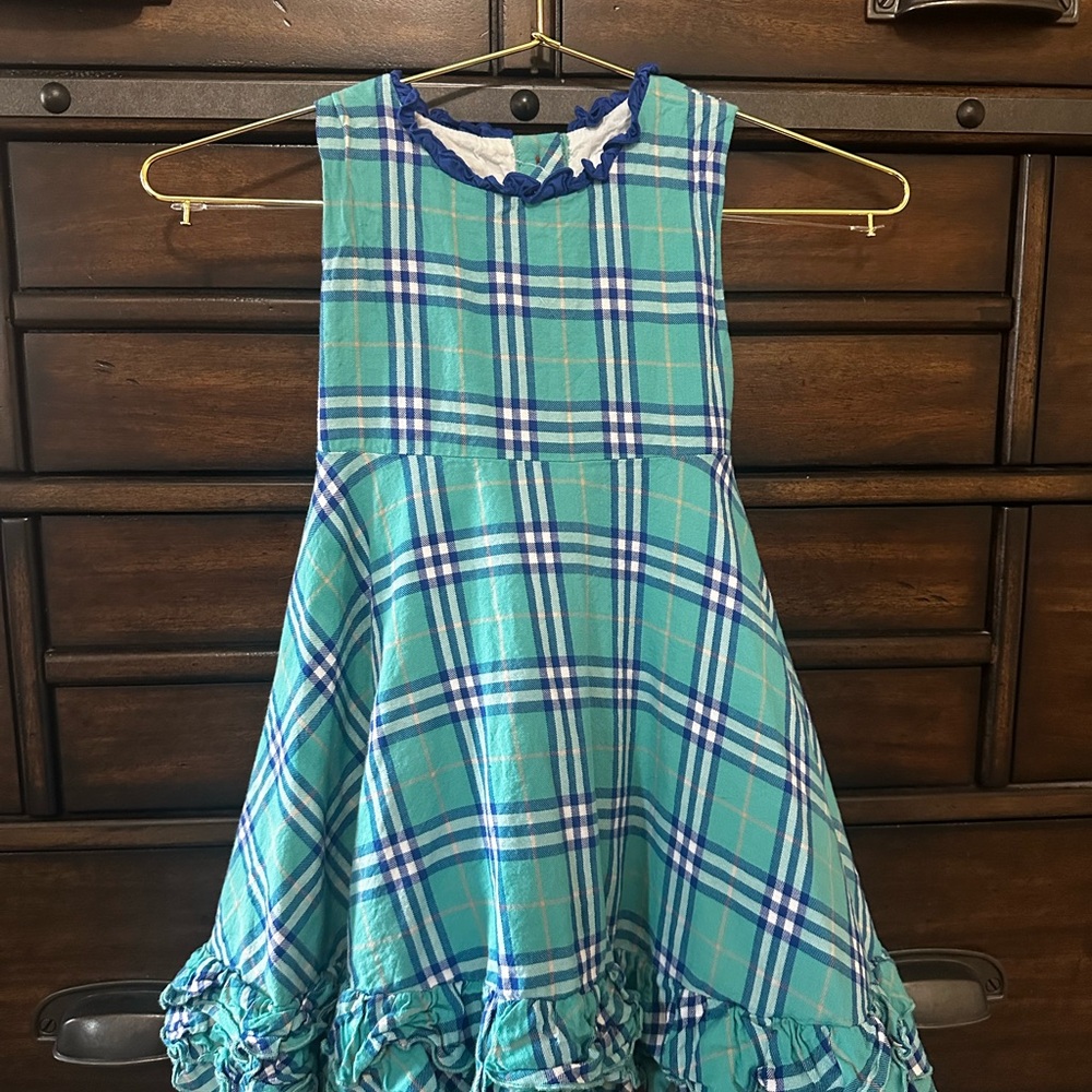 Plaid Blue and Teal Kids Dress